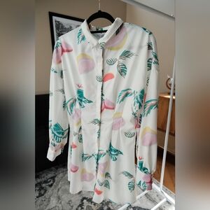 Vibrant Summer Print Women's Mini Shirt Dress